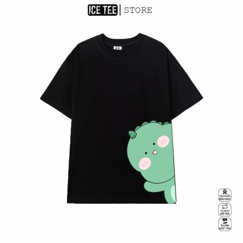 Áo Thun Khủng Long ICETEE i07 Unisex Cottton Co Giãn, Áo Phông Tay Lỡ Cổ Tròn Form Oversize Thời Trang Nam Nữ