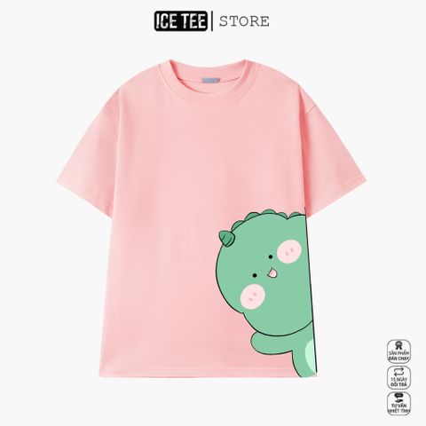Áo Thun Khủng Long ICETEE i07 Unisex Cottton Co Giãn, Áo Phông Tay Lỡ Cổ Tròn Form Oversize Thời Trang Nam Nữ