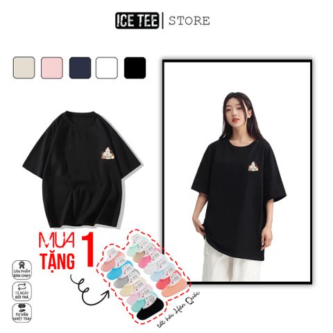 Áo Thun Nữ, Áo Phông Nam Nữ Unisex Tay Lỡ ICETEE Mã i43 Hình in Cún Cưng Cute Chất Cotton Form Rộng Phong Cách Ulzzang