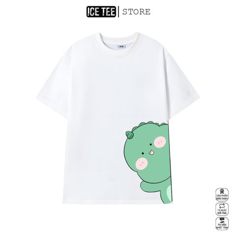 Áo Thun Khủng Long ICETEE i07 Unisex Cottton Co Giãn, Áo Phông Tay Lỡ Cổ Tròn Form Oversize Thời Trang Nam Nữ