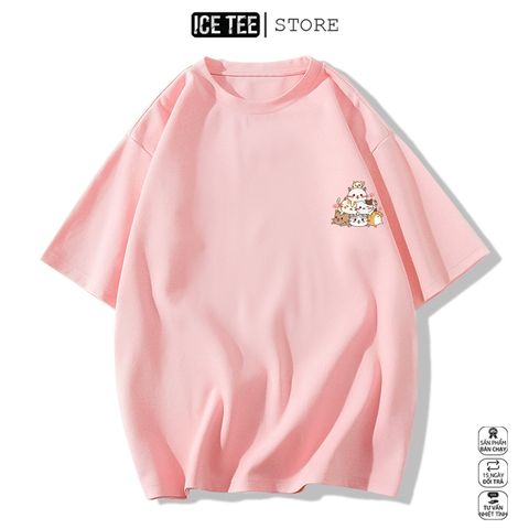 Áo Thun Nữ, Áo Phông Nam Nữ Unisex Tay Lỡ ICETEE Mã i43 Hình in Cún Cưng Cute Chất Cotton Form Rộng Phong Cách Ulzzang