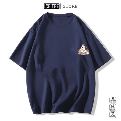 Áo Thun Nữ, Áo Phông Nam Nữ Unisex Tay Lỡ ICETEE Mã i43 Hình in Cún Cưng Cute Chất Cotton Form Rộng Phong Cách Ulzzang