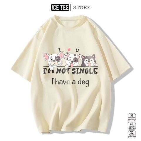 Áo Thun Nữ, Áo Phông Nam Nữ Unisex Tay Lỡ ICETEE Mã i55 Hình in Cún con Cute Chất Cotton Form Rộng Phong Cách Ulzzang