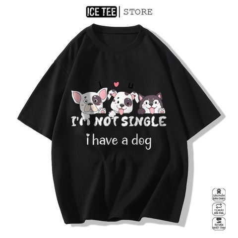 Áo Thun Nữ, Áo Phông Nam Nữ Unisex Tay Lỡ ICETEE Mã i55 Hình in Cún con Cute Chất Cotton Form Rộng Phong Cách Ulzzang