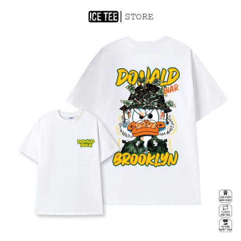 Áo Thun Nữ, Áo Phông Nam Nữ Unisex Tay Lỡ ICETEE Mã i20 Hình in vịt chiến Cute Chất Cotton Form Rộng Phong Cách Ulzzang