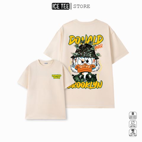 Áo Thun Nữ, Áo Phông Nam Nữ Unisex Tay Lỡ ICETEE Mã i20 Hình in vịt chiến Cute Chất Cotton Form Rộng Phong Cách Ulzzang