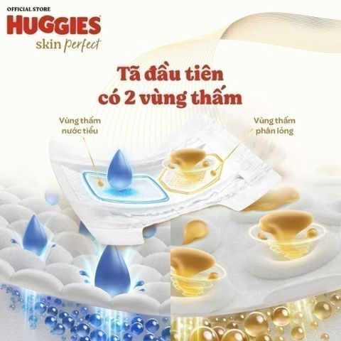 Miếng lót sơ sinh Huggies Perfect NB1 64+4 miếng dùng cho trẻ dưới 5kg,với 2 vùng thấm hút nhanh giảm kích ứng da cho bé