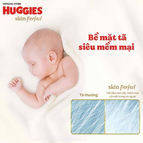 Miếng lót sơ sinh Huggies Perfect NB1 64+4 miếng dùng cho trẻ dưới 5kg,với 2 vùng thấm hút nhanh giảm kích ứng da cho bé
