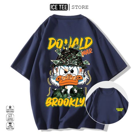 Áo Thun Nữ, Áo Phông Nam Nữ Unisex Tay Lỡ ICETEE Mã i20 Hình in vịt chiến Cute Chất Cotton Form Rộng Phong Cách Ulzzang
