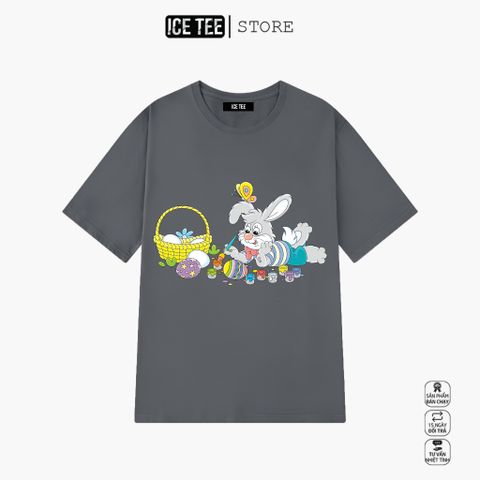 Áo Thun Nữ, Áo Phông Nam Nữ Unisex Tay Lỡ ICETEE Mã i12 Hình in hình Thỏ Cute Chất Cotton Form Rộng Phong Cách Ulzzang
