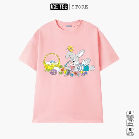 Áo Thun Nữ, Áo Phông Nam Nữ Unisex Tay Lỡ ICETEE Mã i12 Hình in hình Thỏ Cute Chất Cotton Form Rộng Phong Cách Ulzzang