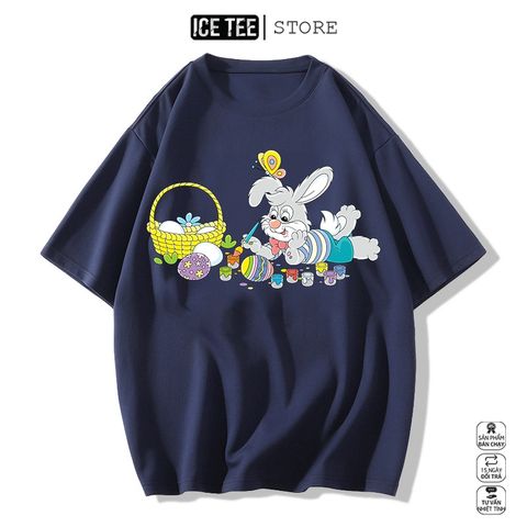 Áo Thun Nữ, Áo Phông Nam Nữ Unisex Tay Lỡ ICETEE Mã i12 Hình in hình Thỏ Cute Chất Cotton Form Rộng Phong Cách Ulzzang
