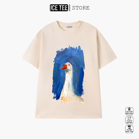 Áo Thun Nữ, Áo Phông Nam Nữ Unisex Tay Lỡ ICETEE Mã i24 Hình in Vịt Cute Chất Cotton Form Rộng Phong Cách Ulzzang