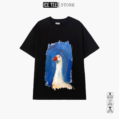 Áo Thun Nữ, Áo Phông Nam Nữ Unisex Tay Lỡ ICETEE Mã i24 Hình in Vịt Cute Chất Cotton Form Rộng Phong Cách Ulzzang
