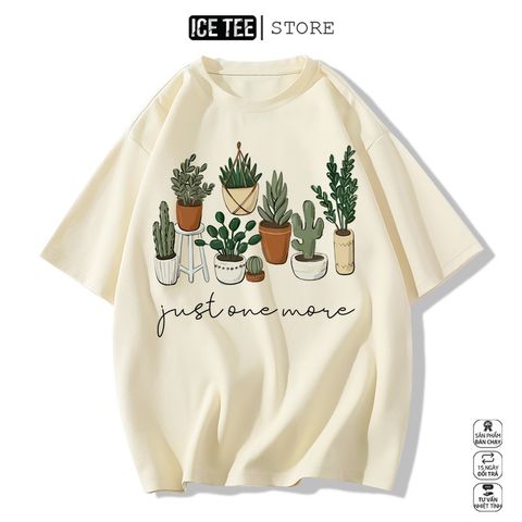 Áo Thun Nữ, Áo Phông Nam Nữ Unisex Tay Lỡ ICETEE Mã i37 Hình in Xương Rồng Chất Cute Cotton Form Rộng Phong Cách Ulzzang