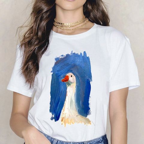 Áo Thun Nữ, Áo Phông Nam Nữ Unisex Tay Lỡ ICETEE Mã i24 Hình in Vịt Cute Chất Cotton Form Rộng Phong Cách Ulzzang