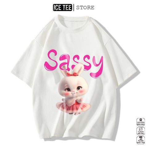 Áo Thun Nữ, Áo Phông Nam Nữ Unisex Tay Lỡ ICETEE Mã i51 Hình in SaSSy Cute Chất Cotton Form Rộng Phong Cách Ulzzang