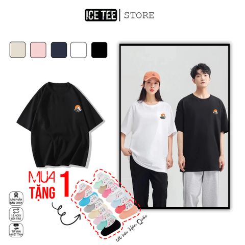 Áo Thun Nữ, Áo Phông Nam Nữ Unisex Tay Lỡ ICETEE Mã i42 Hình in Núi Phú Sĩ Cute Chất Cotton Form Rộng Phong Cách Ulzzang