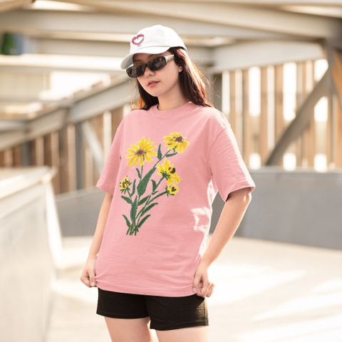 Áo Thun Nữ, Áo Phông Nam Nữ Unisex Tay Lỡ ICETEE Mã i16 Hình in Hoa Mai Cute Chất Cotton Form Rộng Phong Cách Ulzzang