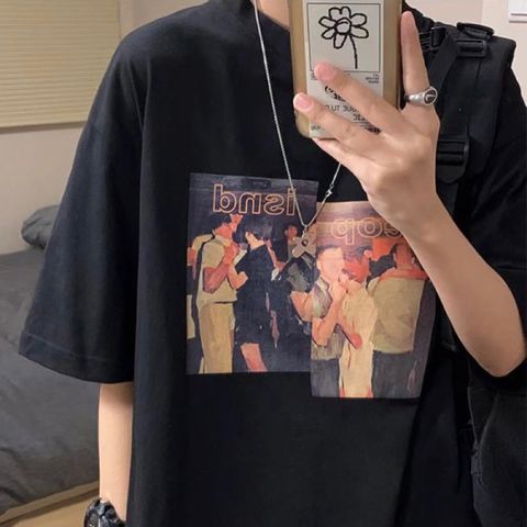 Áo Thun Nữ, Áo Phông Nam Nữ Unisex Tay Lỡ ICETEE Mã i54 Hình in Cat, book Coffe Chất Cotton Form Rộng Phong Cách Ulzzang