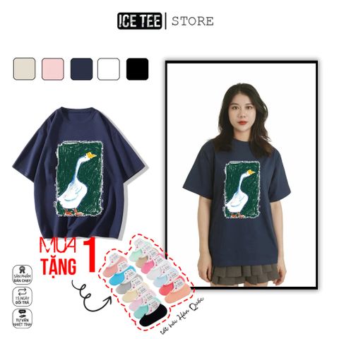 Áo Thun Nữ, Áo Phông Nam Nữ Unisex Tay Lỡ ICETEE Mã i58 Hình in hình lớn Cute Chất Cotton Form Rộng Phong Cách Ulzzang