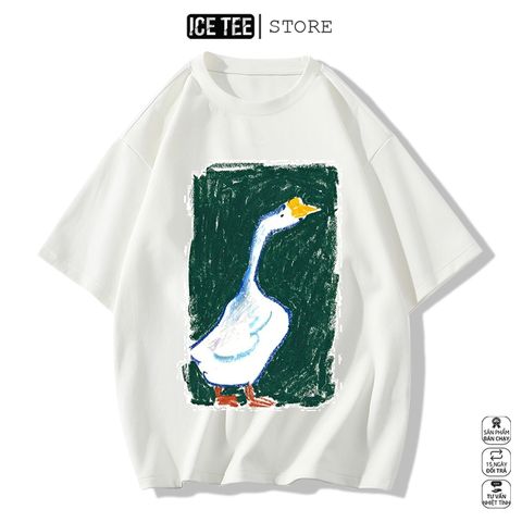 Áo Thun Nữ, Áo Phông Nam Nữ Unisex Tay Lỡ ICETEE Mã i58 Hình in hình lớn Cute Chất Cotton Form Rộng Phong Cách Ulzzang