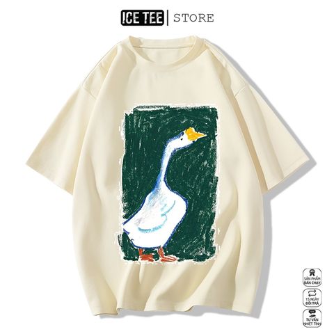 Áo Thun Nữ, Áo Phông Nam Nữ Unisex Tay Lỡ ICETEE Mã i58 Hình in hình lớn Cute Chất Cotton Form Rộng Phong Cách Ulzzang