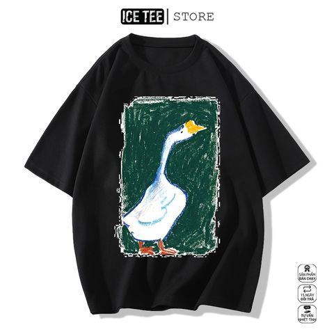 Áo Thun Nữ, Áo Phông Nam Nữ Unisex Tay Lỡ ICETEE Mã i58 Hình in hình lớn Cute Chất Cotton Form Rộng Phong Cách Ulzzang