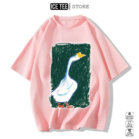 Áo Thun Nữ, Áo Phông Nam Nữ Unisex Tay Lỡ ICETEE Mã i58 Hình in hình lớn Cute Chất Cotton Form Rộng Phong Cách Ulzzang