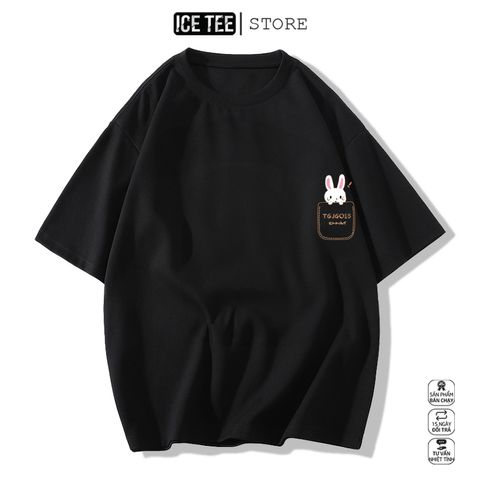Áo Thun Nữ, Áo Phông Nam Nữ Unisex Tay Lỡ ICETEE Mã i50 Hình in Mini Thỏ Cute Chất Cotton Form Rộng Phong Cách Ulzzang