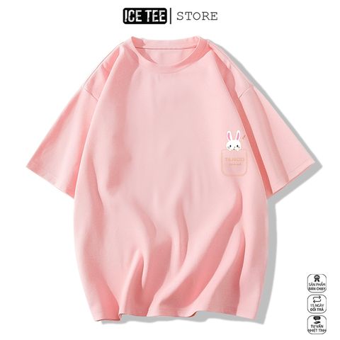 Áo Thun Nữ, Áo Phông Nam Nữ Unisex Tay Lỡ ICETEE Mã i50 Hình in Mini Thỏ Cute Chất Cotton Form Rộng Phong Cách Ulzzang