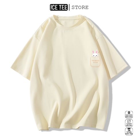 Áo Thun Nữ, Áo Phông Nam Nữ Unisex Tay Lỡ ICETEE Mã i50 Hình in Mini Thỏ Cute Chất Cotton Form Rộng Phong Cách Ulzzang