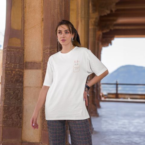 Áo Thun Nữ, Áo Phông Nam Nữ Unisex Tay Lỡ ICETEE Mã i50 Hình in Mini Thỏ Cute Chất Cotton Form Rộng Phong Cách Ulzzang
