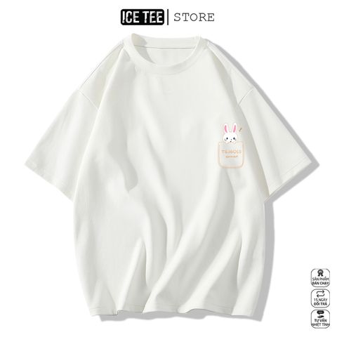 Áo Thun Nữ, Áo Phông Nam Nữ Unisex Tay Lỡ ICETEE Mã i50 Hình in Mini Thỏ Cute Chất Cotton Form Rộng Phong Cách Ulzzang