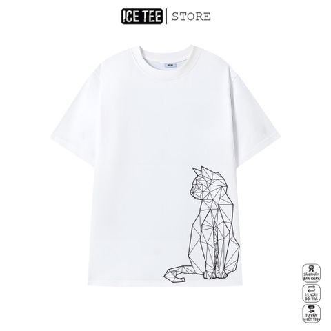 Áo Thun Nữ, Áo Phông Nam Nữ Unisex Tay Lỡ ICETEE Mã i45 Hình in Galaxy Cat Cute Chất Cotton Form Rộng Phong Cách Ulzzang