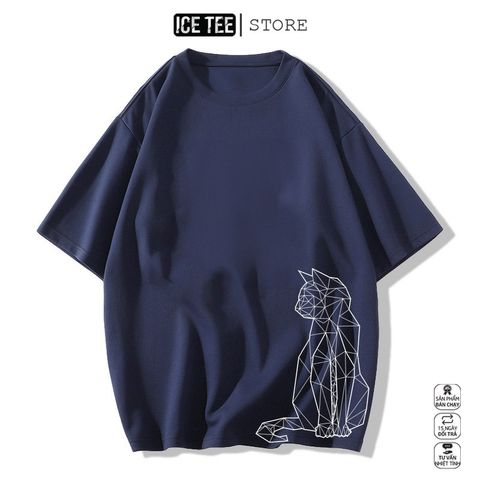Áo Thun Nữ, Áo Phông Nam Nữ Unisex Tay Lỡ ICETEE Mã i45 Hình in Galaxy Cat Cute Chất Cotton Form Rộng Phong Cách Ulzzang