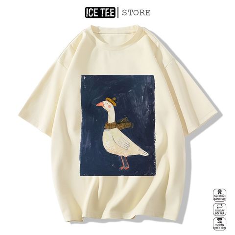 Áo Thun Nữ, Áo Phông Nam Nữ Unisex Tay Lỡ ICETEE Mã i57 Hình in vịt con Cute Chất Cotton Form Rộng Phong Cách Ulzzang