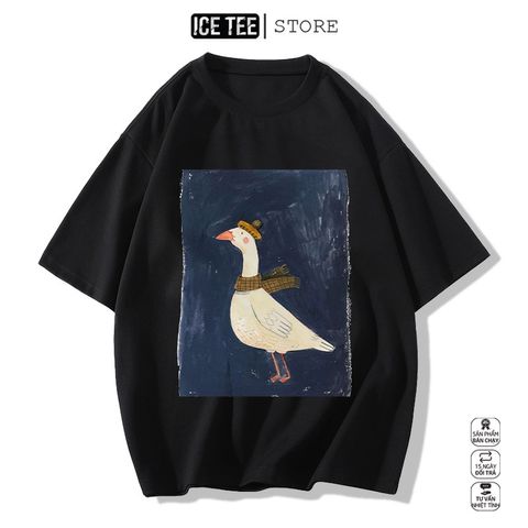 Áo Thun Nữ, Áo Phông Nam Nữ Unisex Tay Lỡ ICETEE Mã i57 Hình in vịt con Cute Chất Cotton Form Rộng Phong Cách Ulzzang