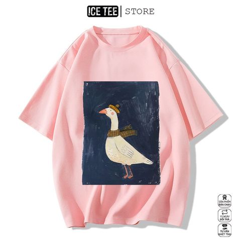Áo Thun Nữ, Áo Phông Nam Nữ Unisex Tay Lỡ ICETEE Mã i57 Hình in vịt con Cute Chất Cotton Form Rộng Phong Cách Ulzzang