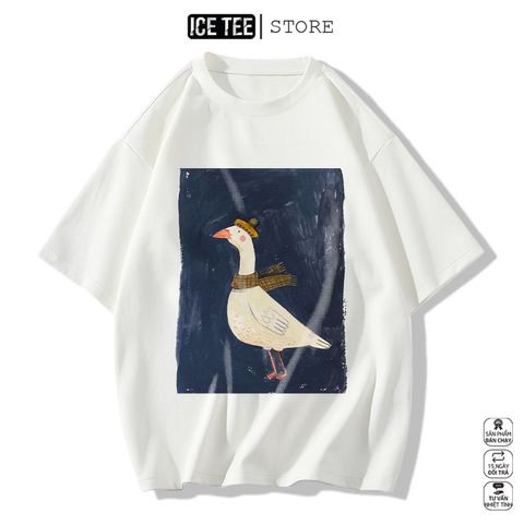 Áo Thun Nữ, Áo Phông Nam Nữ Unisex Tay Lỡ ICETEE Mã i57 Hình in vịt con Cute Chất Cotton Form Rộng Phong Cách Ulzzang