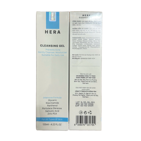 Gel Rửa Mặt Hera 125ml - Làm Sạch Sâu, Ngăn Ngừa Mụn, Làm Mờ Vết Thâm, Phục Hồi Da Mịn Màng, Tươi Sáng