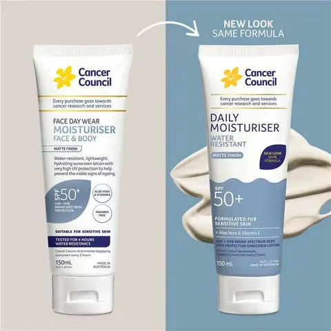Cancer Council SPF 50+ Face & Body Moisturiser Water Resistant 150ml
