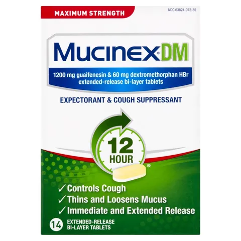Viên uống giảm ho, đau rát họng, long đờm Mucinex DM 14 viên 