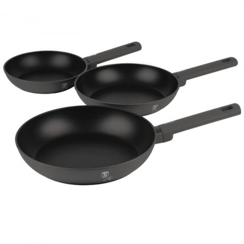Bộ 3 chảo Berlinger Haus BH/8138 3pcs Frypan Set 20 – 24 – 28cm màu than đen – Antracit Collection