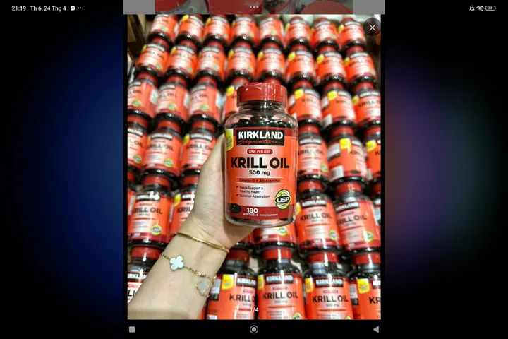 Dầu nhuyễn thể Kirkland Krill Oil 500mg Mỹ 180 viên 672640