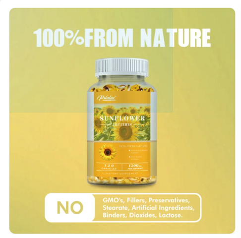 (30 viên) Thực phẩm bổ sung Lecithin hoa hướng dương Pslalae 1200mg, 100% từ thiên nhiên, hệ thống miễn dịch và sức khỏe làn da, 120 viên nang