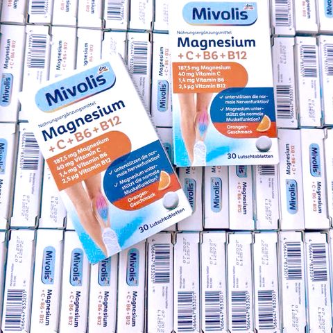 Viên ngậm thuần chay Magie + C B6 B12 Mivolis Đức 30 viên