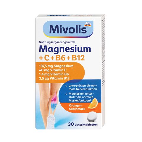 Viên ngậm thuần chay Magie + C B6 B12 Mivolis Đức 30 viên