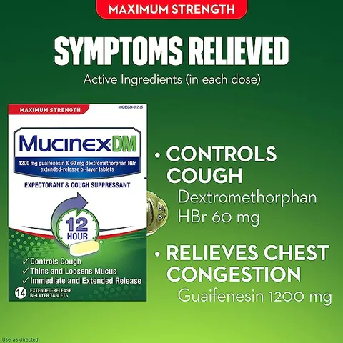 Viên uống giảm ho long đờm Mucinex DM Maximum Strength 14 viên