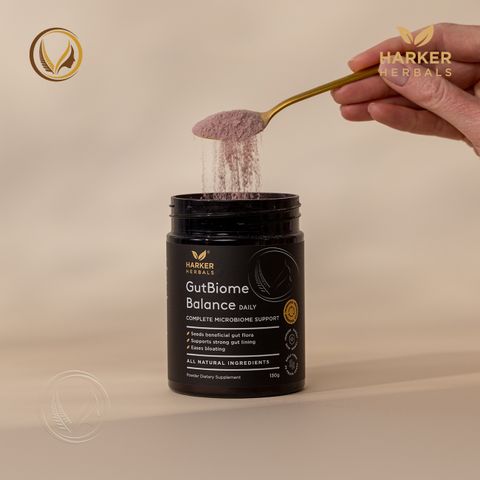 Bột cân bằng hệ vi sinh đường ruột 3 trong 1 Harker Herbals GutBiome Balance 130g